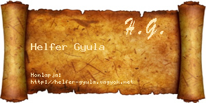 Helfer Gyula névjegykártya